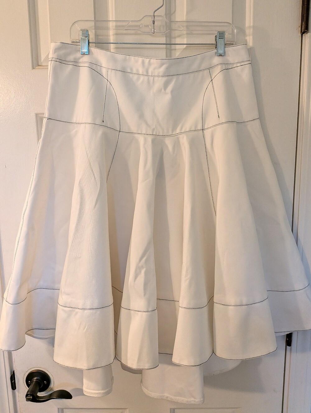 White Denim Flare Skirt